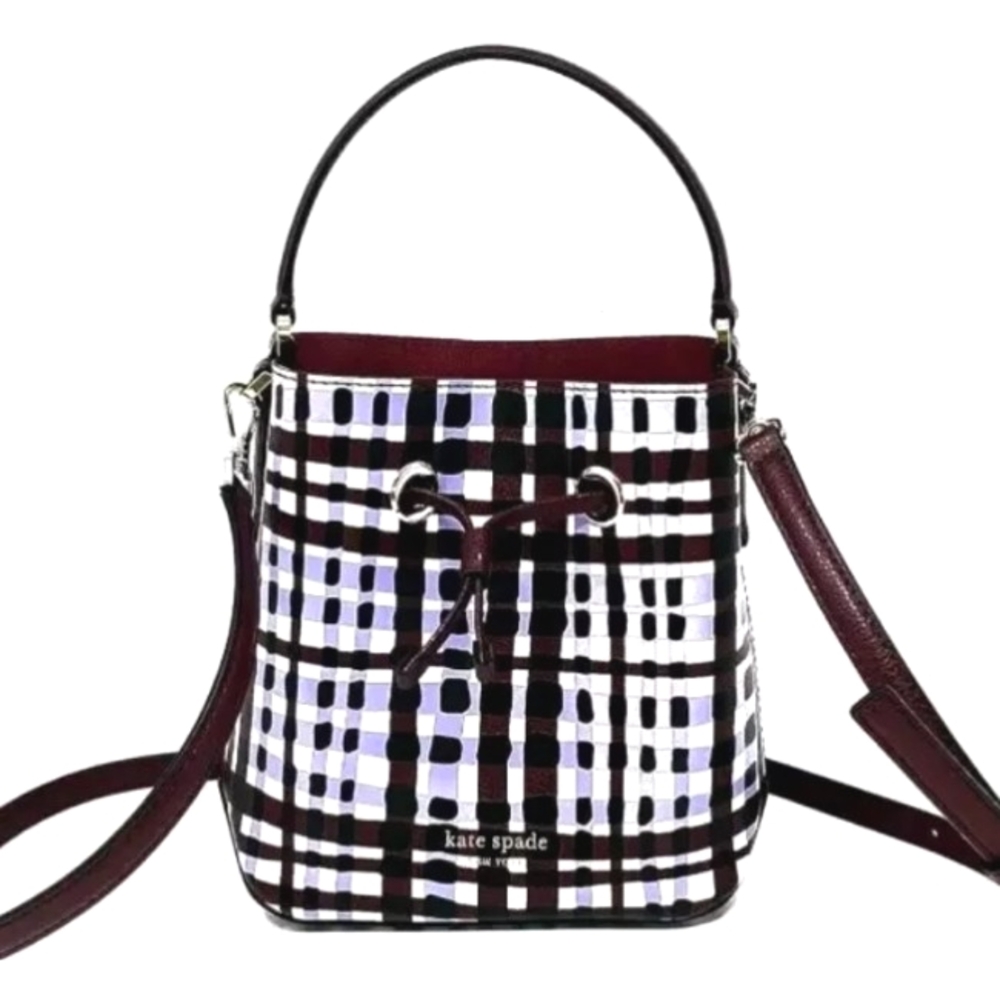 Kate Spade New York Eva City Small Plaid Crossbody Bucket Bag